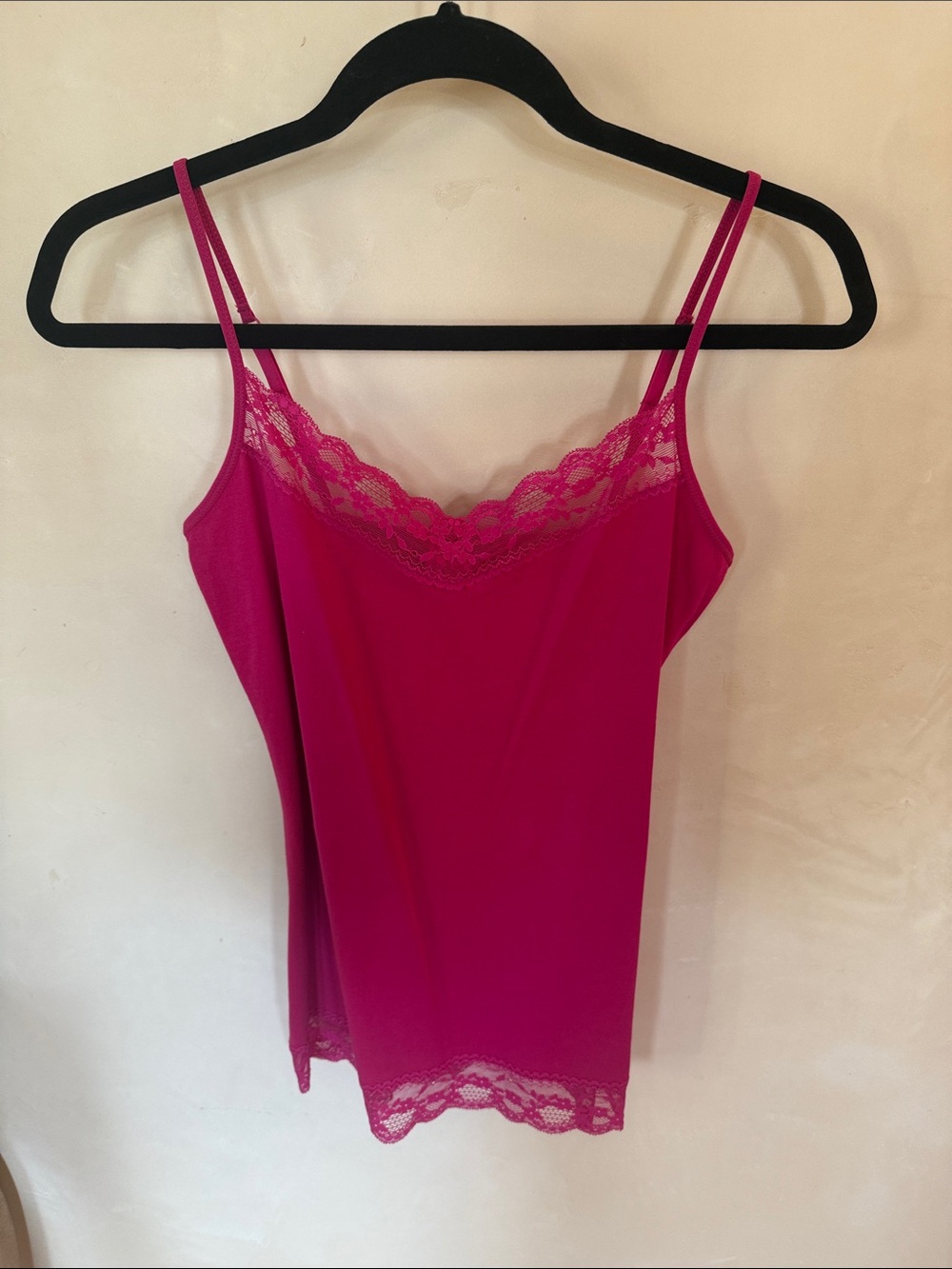 Express Fuchsia Lace Trim Cami Top